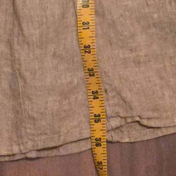FLAX by Jeanne Engelhart Tan 100% Linen Maxi Skirt Elastic Waist Womens M Boho - Picture 9 of 10